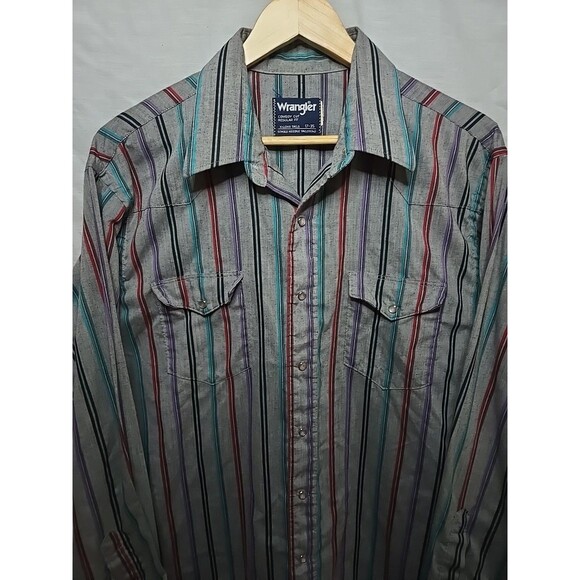 Wrangler Western Cowboy Cut Regular Fit Pearl Snap Long Sleeve Shirt 17 x 35 - Picture 4 of 6